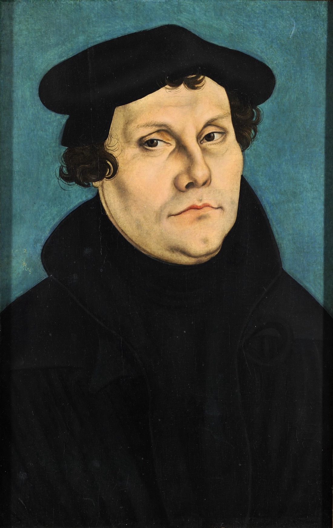 Painted portrait of a man in dark clothing, 1528