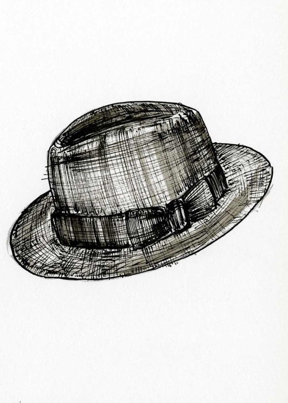 Ink drawing of a brimmed hat